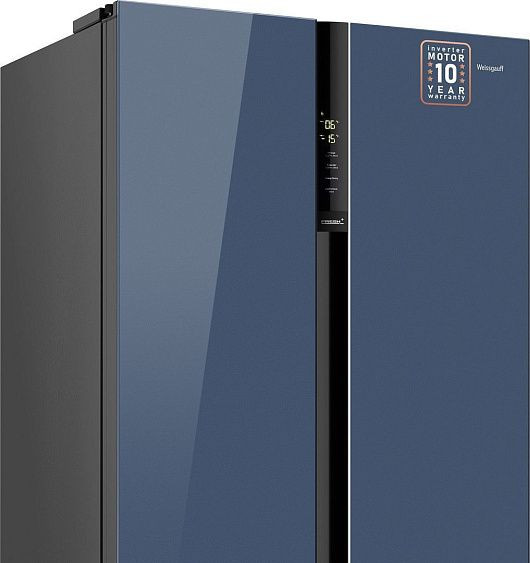 Холодильник WEISSGAUFF WSBS 600 NoFrost Inverter Blue Glass Холодильник WEISSGAUFF WSBS 600 NoFrost Inverter Blue Glass