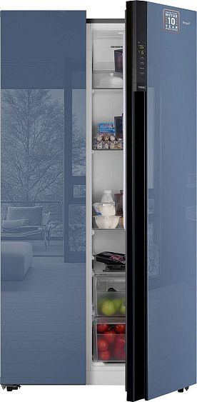 Холодильник WEISSGAUFF WSBS 600 NoFrost Inverter Blue Glass Холодильник WEISSGAUFF WSBS 600 NoFrost Inverter Blue Glass