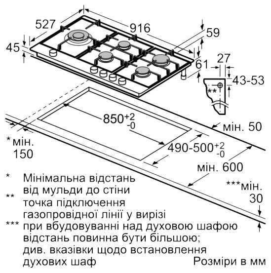 Газовая варочная панель Bosch PRS9A6D70