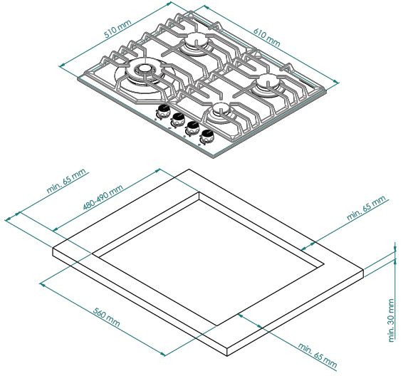 Газовая варочная панель Kuppersberg FS 610 W Bronze