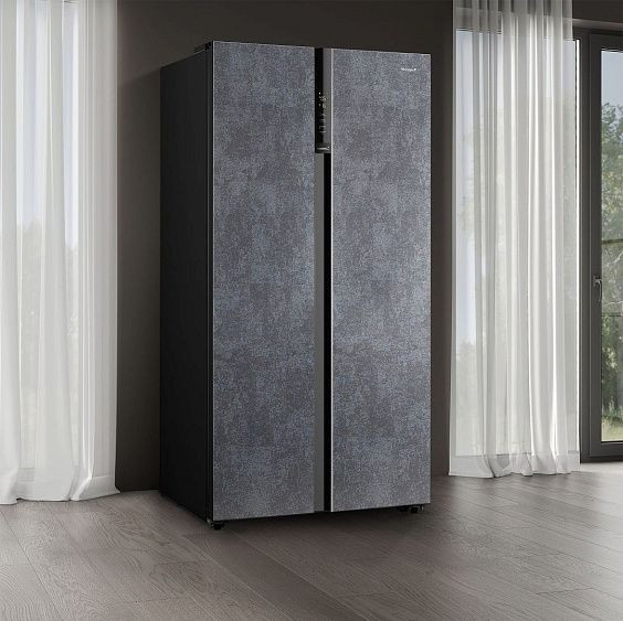 Холодильник WEISSGAUFF WSBS 600 NoFrost Inverter Rock Glass Холодильник WEISSGAUFF WSBS 600 NoFrost Inverter Rock Glass
