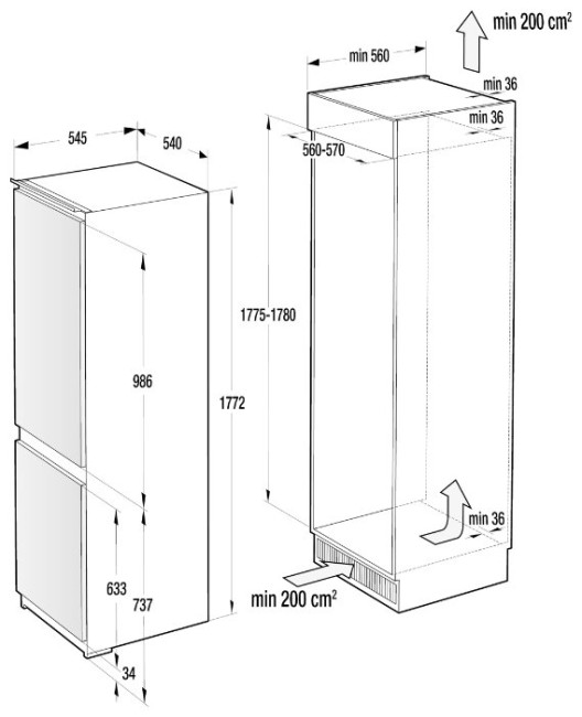 Встраиваемый холодильник Gorenje RKI 4182 E1