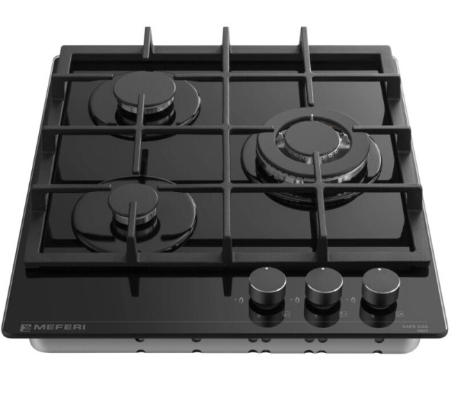 Встраиваемая газовая варочная панель Meferi MGH453BK Glass Power