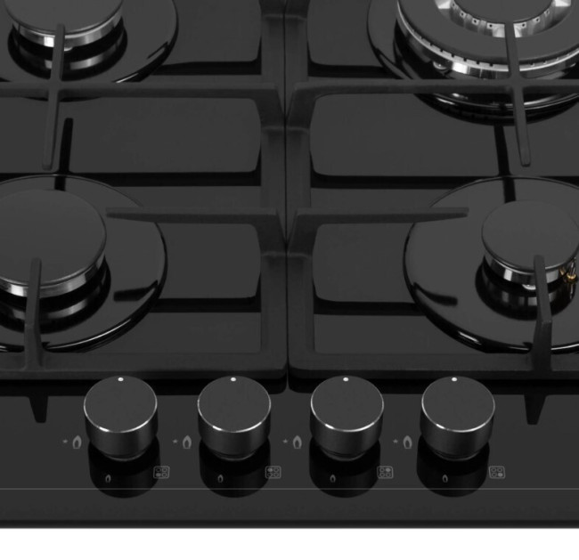 Встраиваемая газовая варочная панель Meferi MGH604BK Glass Power