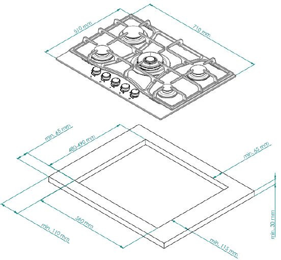 Газовая варочная панель Kuppersberg FS 710 C Bronze