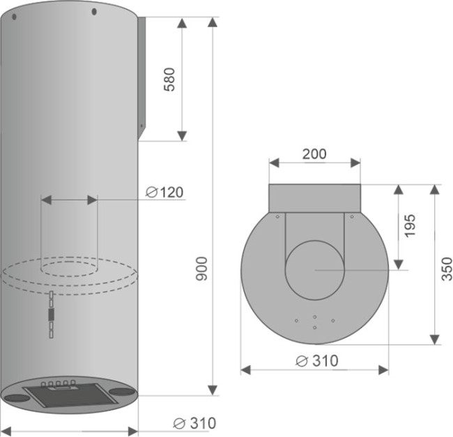 Вытяжка Konigin Ester Inox/Black Glass 31