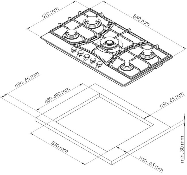 Газовая варочная панель Kuppersberg FS 910 Ant Bronze