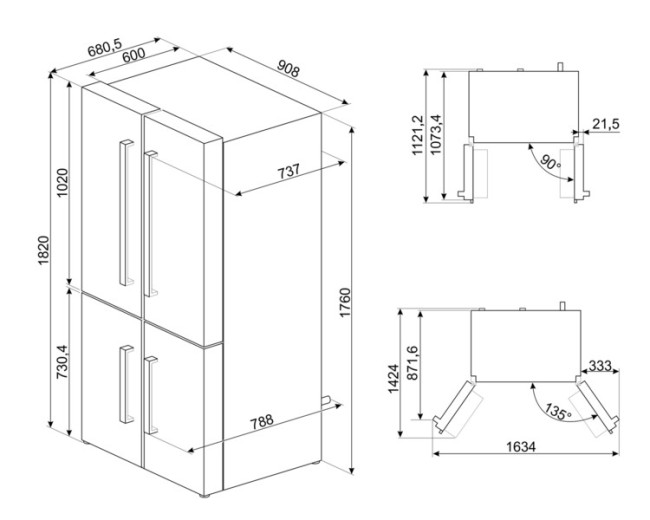 Холодильник Smeg FQ60BDF Холодильник Smeg FQ60BDF