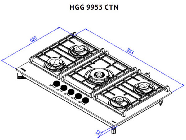 Встраиваемая газовая варочная панель Korting HGG 9955 CTN Встраиваемая газовая варочная панель Korting HGG 9955 CTN