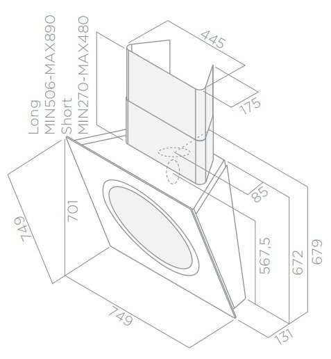 Каминная вытяжка Elica LOOP BL/F/75 BLACK
