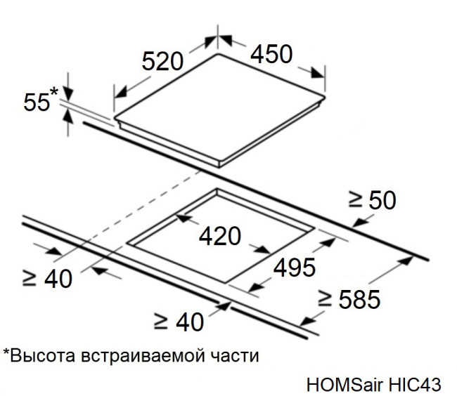 Электрическая варочная панель Homsair HIC43BWH Inverter