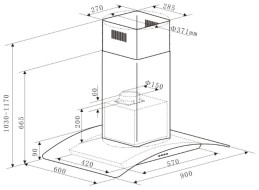 Каминная вытяжка LEX Paris Isola 900 Inox Каминная вытяжка LEX Paris Isola 900 Inox