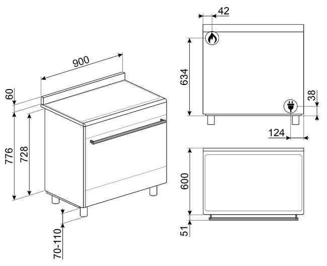 Варочный центр Smeg SX91GM Варочный центр Smeg SX91GM