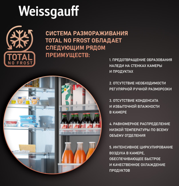 Встраиваемый холодильник Weissgauff WRKI 1970 Total NoFrost Inverter Premium Ecofresh Inox Встраиваемый холодильник Weissgauff WRKI 1970 Total NoFrost Inverter Premium Ecofresh Inox
