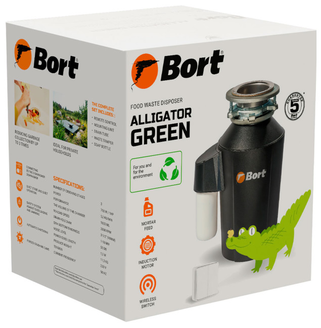 Измельчитель пищевых отходов Bort Alligator Green Измельчитель пищевых отходов Bort Alligator Green