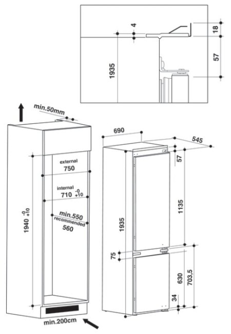 Встраиваемый холодильник Whirlpool SP40 801 EU