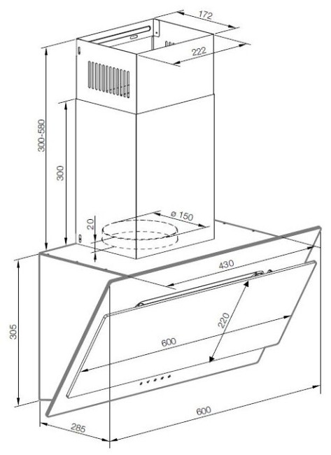 Каминная вытяжка GRAUDE DHK 60.1 S