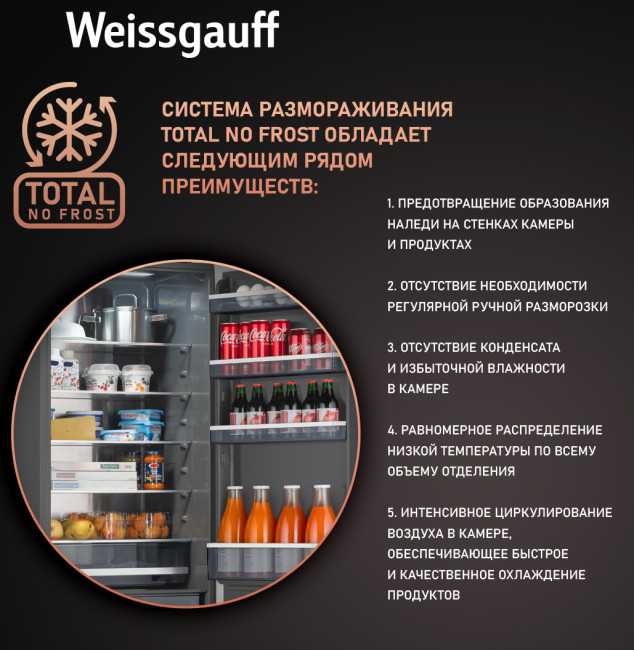 Встраиваемый холодильник Weissgauff WRKI 2000 Total NoFrost Inverter Premium Ecofresh Inox Встраиваемый холодильник Weissgauff WRKI 2000 Total NoFrost Inverter Premium Ecofresh Inox