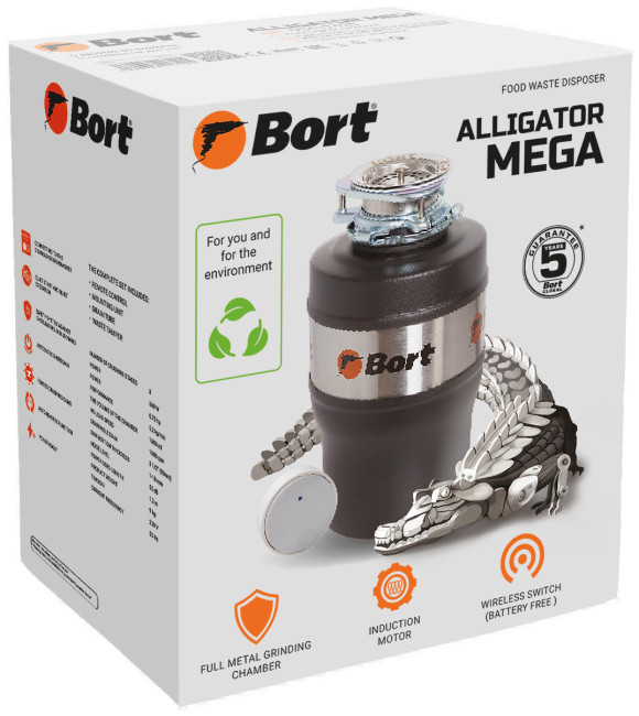 Измельчитель пищевых отходов Bort Alligator MEGA Измельчитель пищевых отходов Bort Alligator MEGA