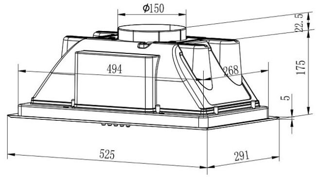 Встраиваемая вытяжка Evelux Margit 60 W Встраиваемая вытяжка Evelux Margit 60 W