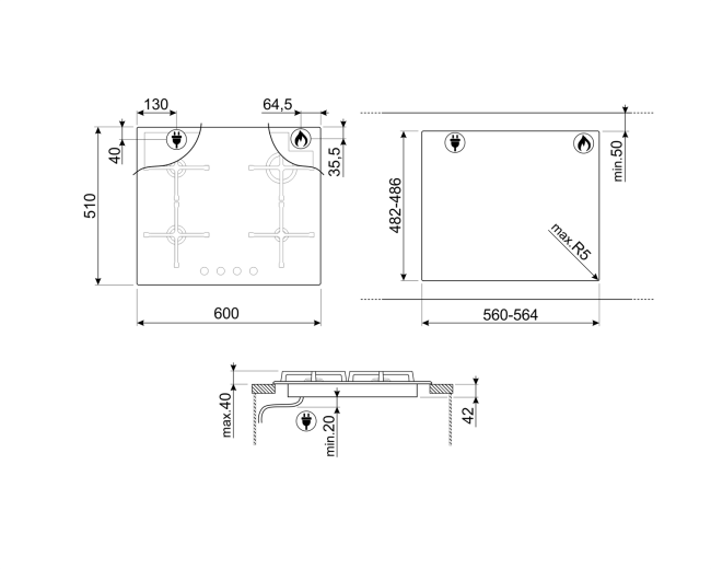 Варочная панель Smeg PV164N2 Варочная панель Smeg PV164N2