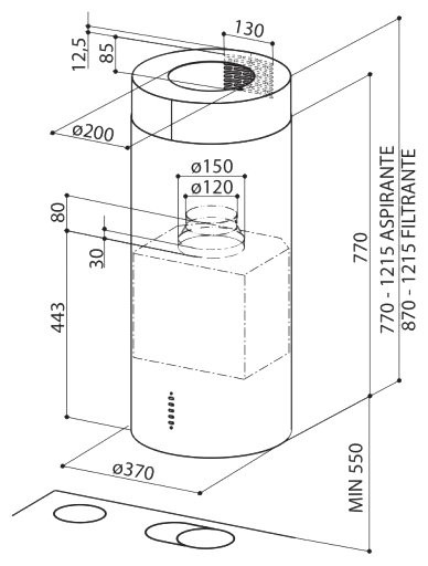 Каминная вытяжка Faber CYLINDRA IS./4 EV8 X A37
