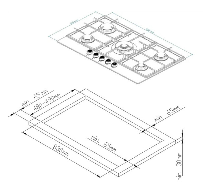 Встраиваемая газовая варочная панель Kuppersberg FG 95 B