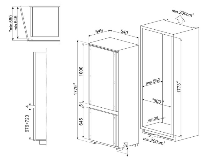Встраиваемый холодильник Smeg C9174TN5D Встраиваемый холодильник Smeg C9174TN5D
