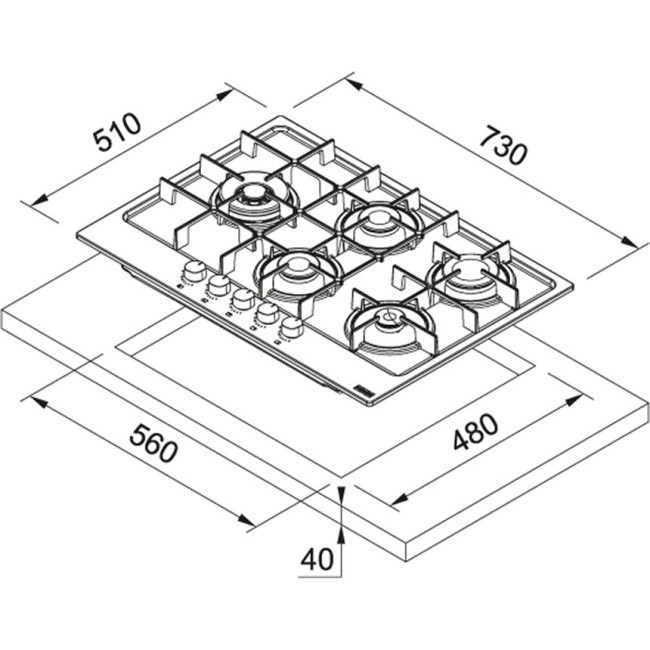 Газовая варочная панель Franke FHMA 755 4G DCL XS C