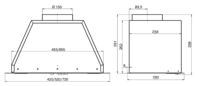 Вытяжка Elikor Flat 52П-650-К3Д, врезной блок, черный/черный