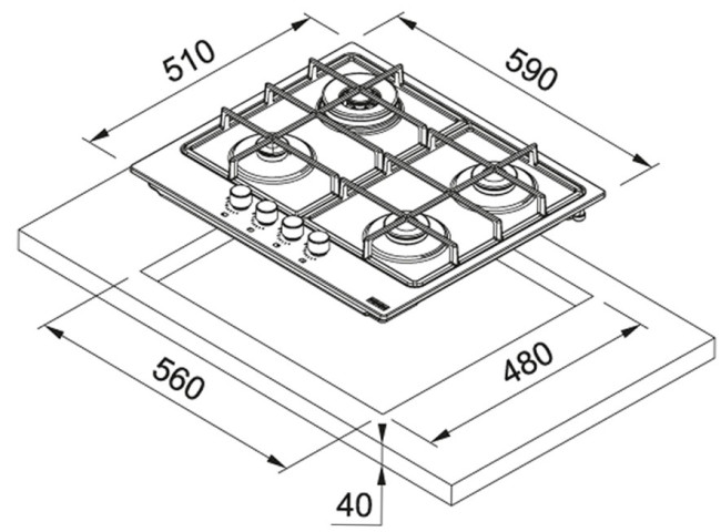 Газовая варочная панель Franke FHSM 604 3G DC XS C