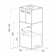 Каминная вытяжка LEX Tubo Quattro Isola 350 Inox Каминная вытяжка LEX Tubo Quattro Isola 350 Inox