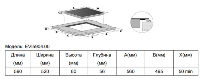 Электрическая варочная панель De luxe IH6470P1/A-S01A (EVI5904.00) Электрическая варочная панель De luxe IH6470P1/A-S01A (EVI5904.00)