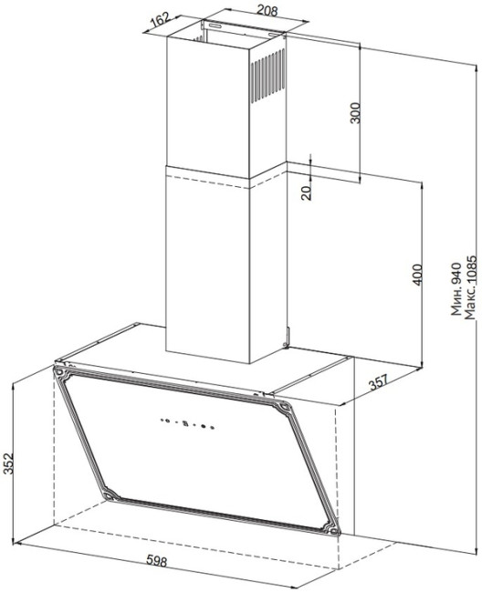 Каминная вытяжка Korting KHC 69059 RGW Каминная вытяжка Korting KHC 69059 RGW