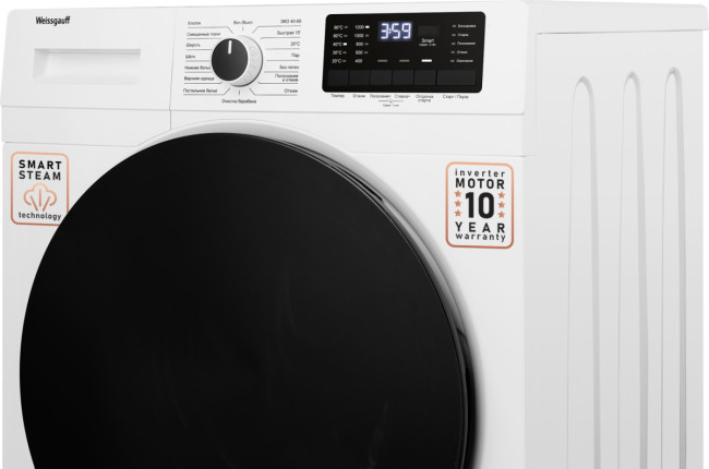 Комплект стиральная и сушильная машина Weissgauff WM 61212 DC Inverter Steam + WD 6128 D