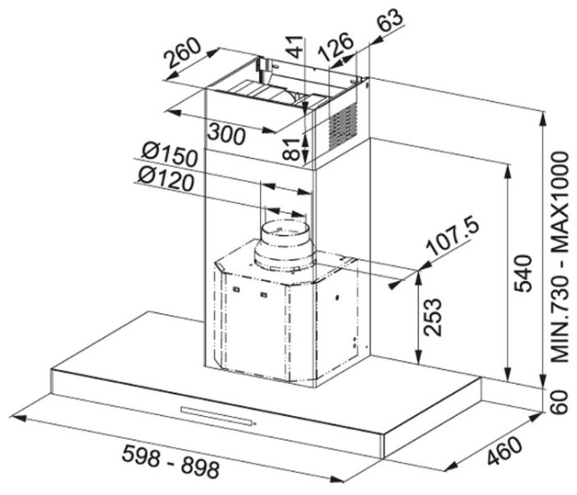 Каминная вытяжка FRANKE FCR 925 TC BK/XS Каминная вытяжка FRANKE FCR 925 TC BK/XS