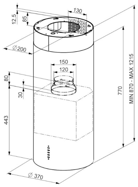 Каминная вытяжка smeg KIR 37 XE