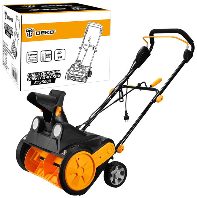 Снегоуборщик электрический Deko ST2500R, 46 см, 2500 Вт, 2 фары, желто-черный Снегоуборщик электрический Deko ST2500R, 46 см, 2500 Вт, 2 фары, желто-черный