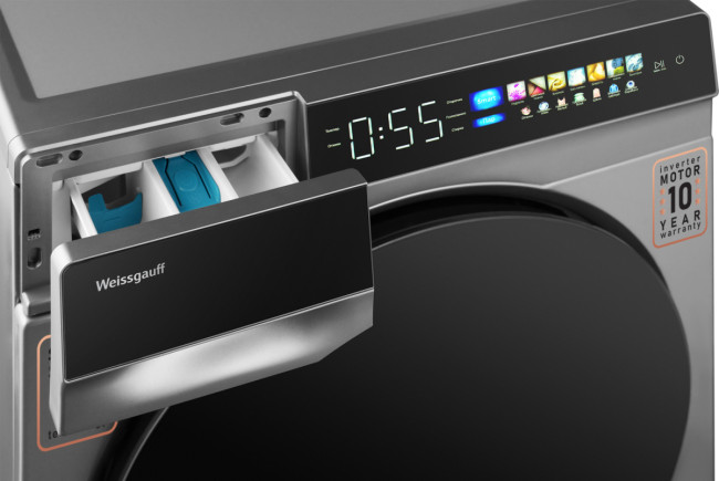 Комплект стиральная и сушильная машина Weissgauff WM 998 Full Touch DC Inverter Steam Silver + WD 998 Heat Pump Full Touch Silver