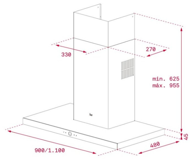 Каминная вытяжка TEKA Perfect A4 DLH 985 T 90 IX (40437100)