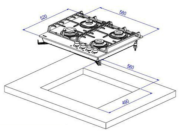 Встраиваемая газовая варочная панель Delonghi Greta 6 GW IM Встраиваемая газовая варочная панель Delonghi Greta 6 GW IM