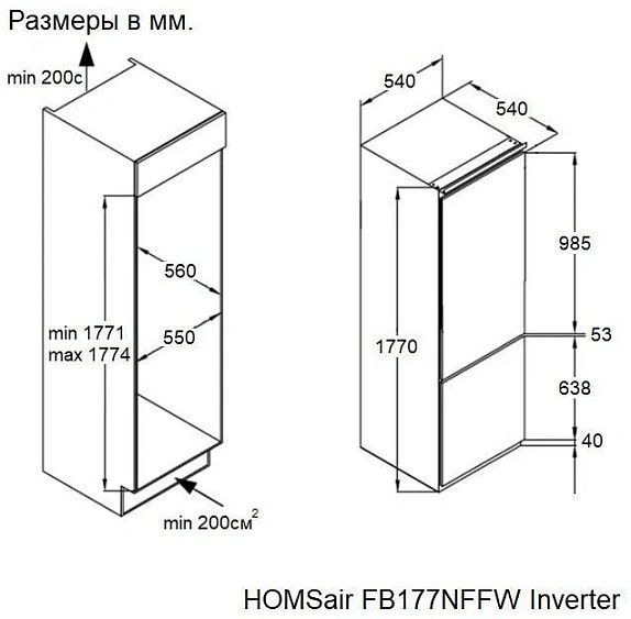 Холодильник HOMSair FB177NFFW Inverter