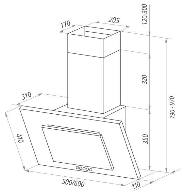 Каминная вытяжка MAUNFELD Tower C 50 белый Каминная вытяжка MAUNFELD Tower C 50 белый