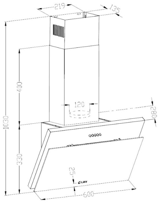 Каминная вытяжка LEX Luka 600 WH Каминная вытяжка LEX Luka 600 WH