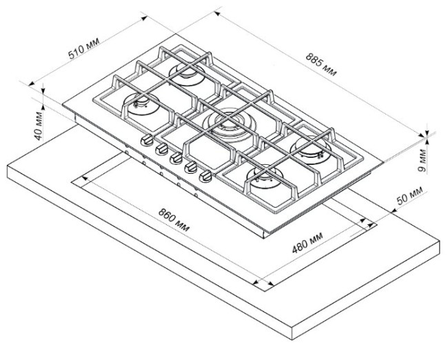 Варочная панель Electronicsdeluxe GG51130245F TC-002 Варочная панель Electronicsdeluxe GG51130245F TC-002