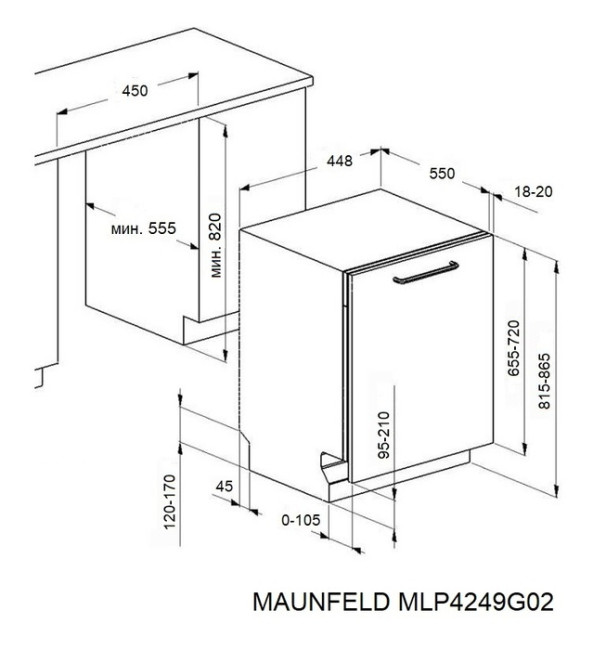 Встраиваемая посудомоечная машина Maunfeld MLP4249G02 Light Beam Встраиваемая посудомоечная машина Maunfeld MLP4249G02 Light Beam