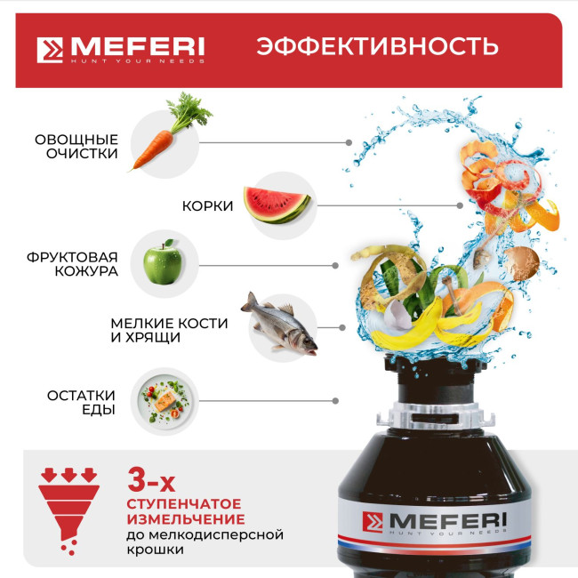 Измельчитель пищевых отходов Meferi MFD380 LIGHT без пневмокнопки Измельчитель пищевых отходов Meferi MFD380 LIGHT без пневмокнопки