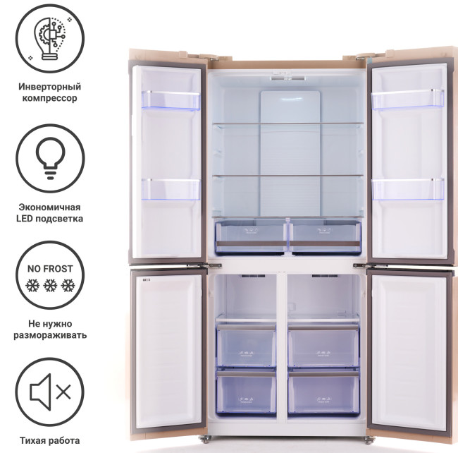 Холодильник Tesler RCD-482I BEIGE GLASS