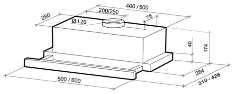 Встраиваемая вытяжка Shindo Geo 50 1M SS/BG Встраиваемая вытяжка Shindo Geo 50 1M SS/BG
