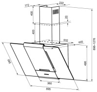 Каминная вытяжка Krona TALLI 900 inox/black glass 3P Каминная вытяжка Krona TALLI 900 inox/black glass 3P